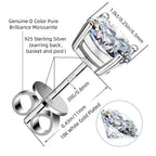 Moissanite Stud Earrings 2.0CT D Color,GRA 925 Sterling Silver Earrings for Men 18K White Gold Plating Earrings for Women,wedding earrings(1.0ct*2)