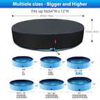 QH.HOME[2026 Upgraded Windproof] 63-64 inch Kiddie Pool Cover Round, Collapsible Dog Pool Cover with Super Windproof Ratchet Design, Odorless Waterproof Fabric Material and - Only Cover