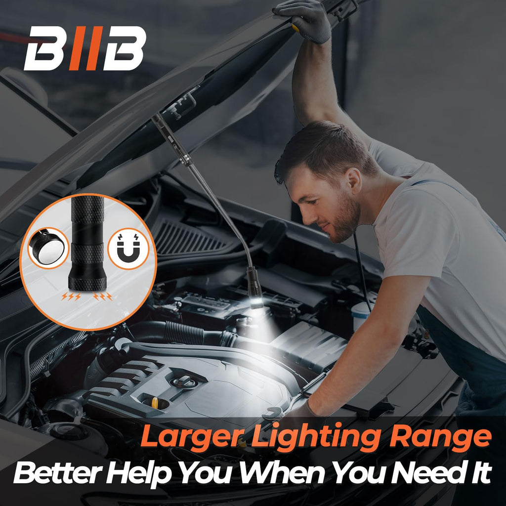BIIB Gifts for Men, Extendable Magnetic Pickup Tools with LED Flashlight