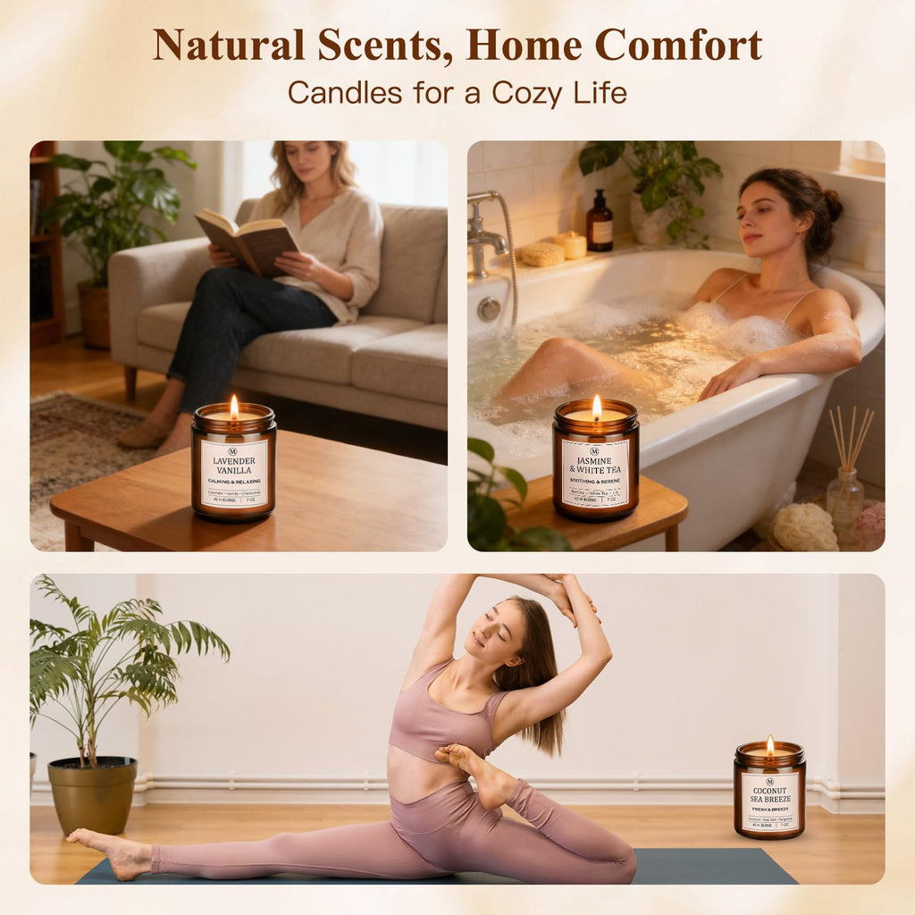 JGXLQ Scented Candles for Home, 6-Pack Soy Candle Gift Set, Up to 300 Hours