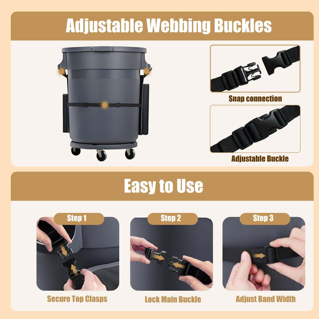 Hongmed Trash Can Caddy Bag: 1680D Fabric Heavy-Duty Cleaning Caddy with Adjustable Buckle fits 32-55 gal Trash Can, Multi-Pockets Cleaning Tool Organizer for House Cleaners & Janitorial Duties