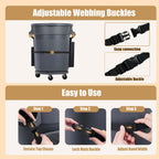 Hongmed Trash Can Caddy Bag: 1680D Fabric Heavy-Duty Cleaning Caddy with Adjustable Buckle fits 32-55 gal Trash Can, Multi-Pockets Cleaning Tool Organizer for House Cleaners & Janitorial Duties