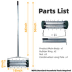 FUCIHOMA Rolling Lawn Aerator Tool, 57 Inch Back-Saving Handle, Heavy Duty Galvanized Steel Spike Aerator for Grass Roots, 1.4" D Manual Push Loosener