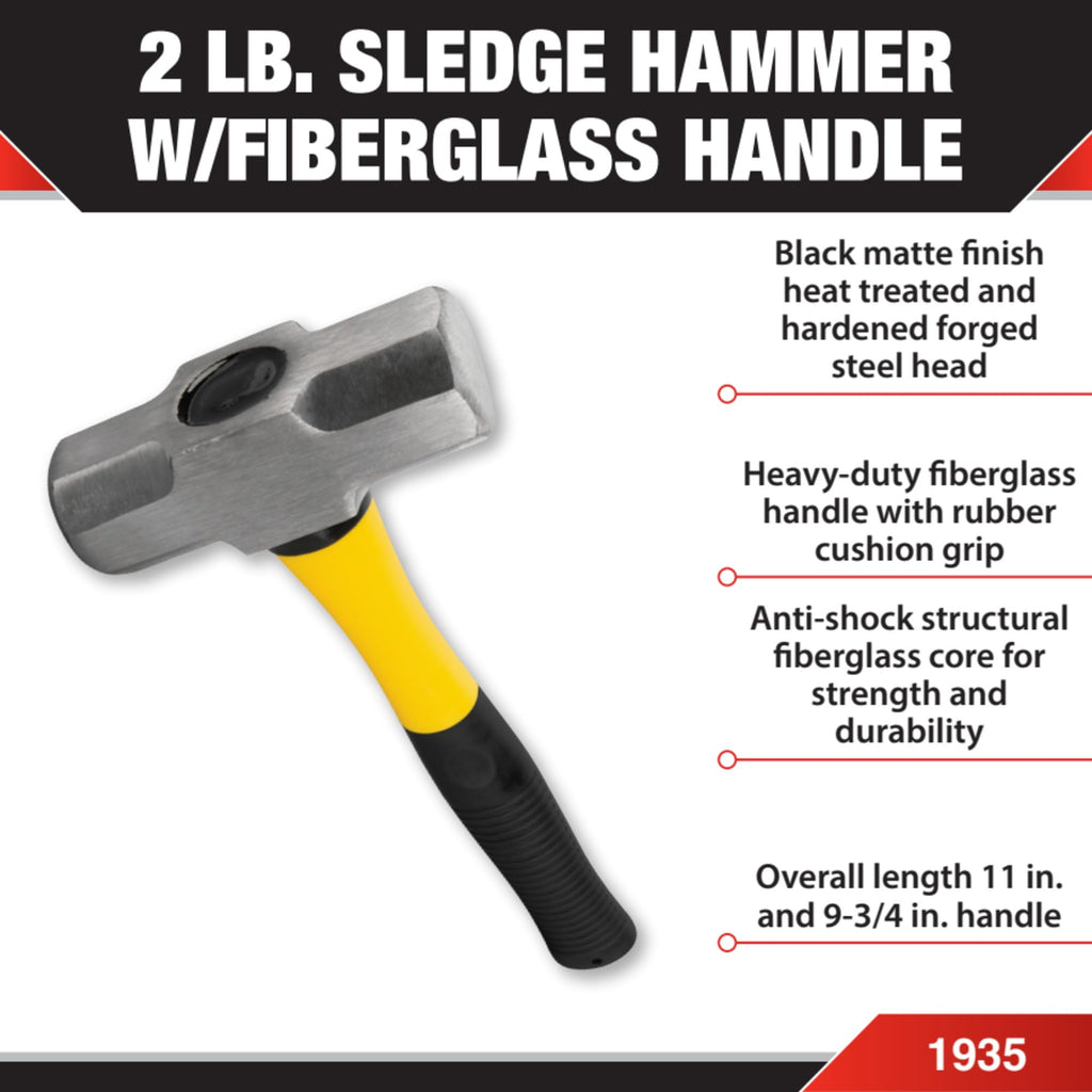 Performance Tool 1935 2 lb. Sledge Hammer with Fiberglass Handle