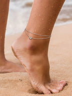 FaithHeart Silver Anklets for Women Waterproof, Dainty Layered Initial Ankle Bracelets Letter A-Z Waterproof Fashion Jewelry Gifts for Women, Length 8.5"+2"
