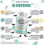 Q Defend Quercetin Supplement with Zinc Vitamin C Vitamin D Elderberry Turmeric Black Pepper Garlic Ginger Sea Moss Lysine Stinging Nettle Reishi Immune Support 60 Capsules Pack of 2 by Clean Nutra