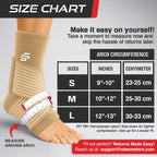 Sleeve Stars Ankle Brace for Women & Men, Ankle Wrap for Sprained Ankle, Compression Sleeve for Plantar Fasciitis Relief, Easy Customizable Support: w/Removable Strap (Single/S:9"-10"/Beige)