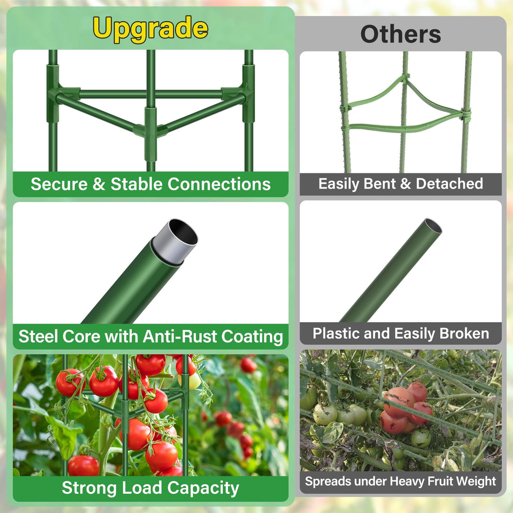 Legigo 2 Pack 57 Inch Tomato Cage for Garden, Heavy-Duty Tomato Trellis Plant Support Stakes, Adjustable Garden Trellis Plant Cage for Climbing Plants Peppers Outdoor Raised Garden Bed and Vegetables