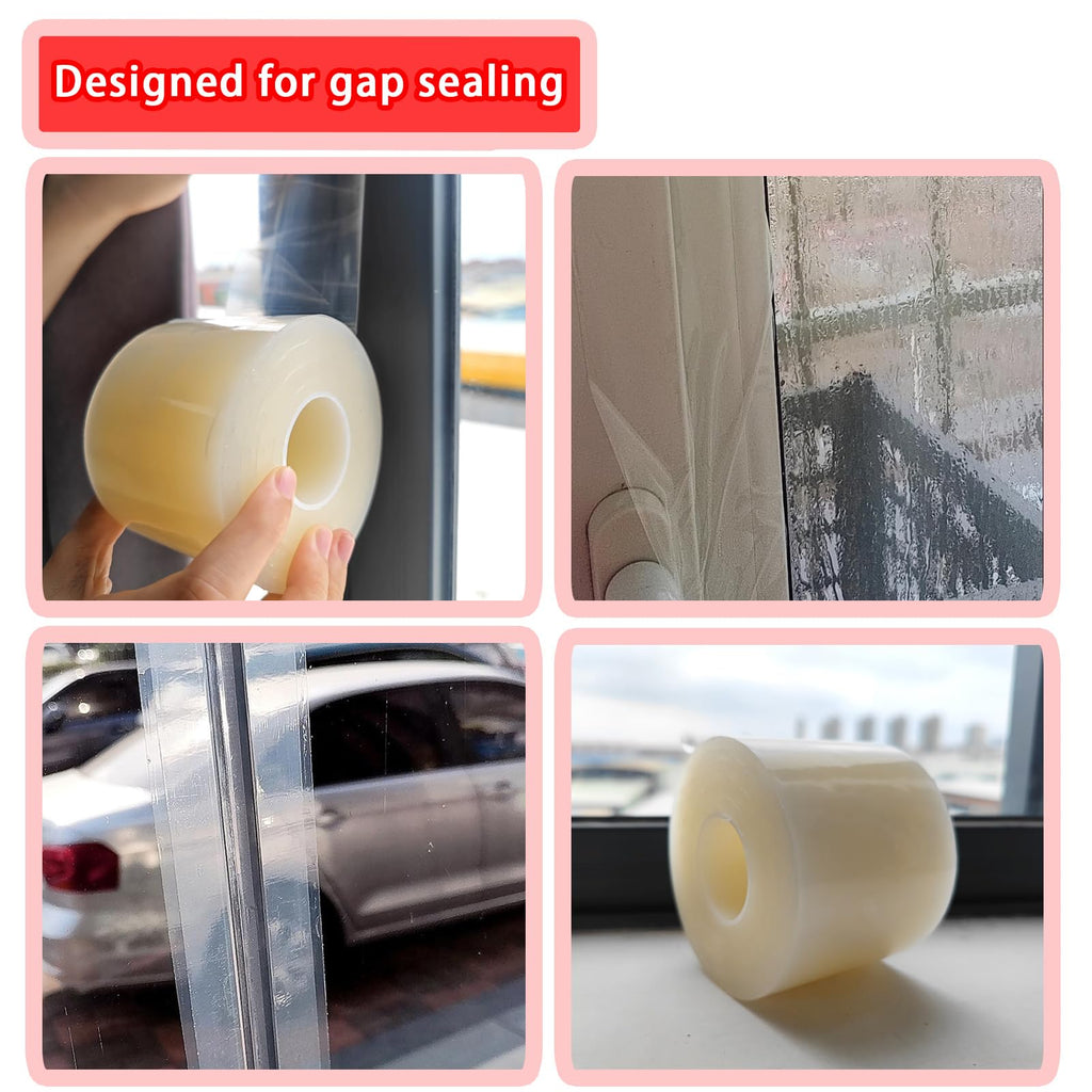 Birllaid Window Sealing Tape, Window AC Sealing Tape,3 Pack-2 inch x55Yards(165 FT) Total165yds (495 FT), No Residue, Clear