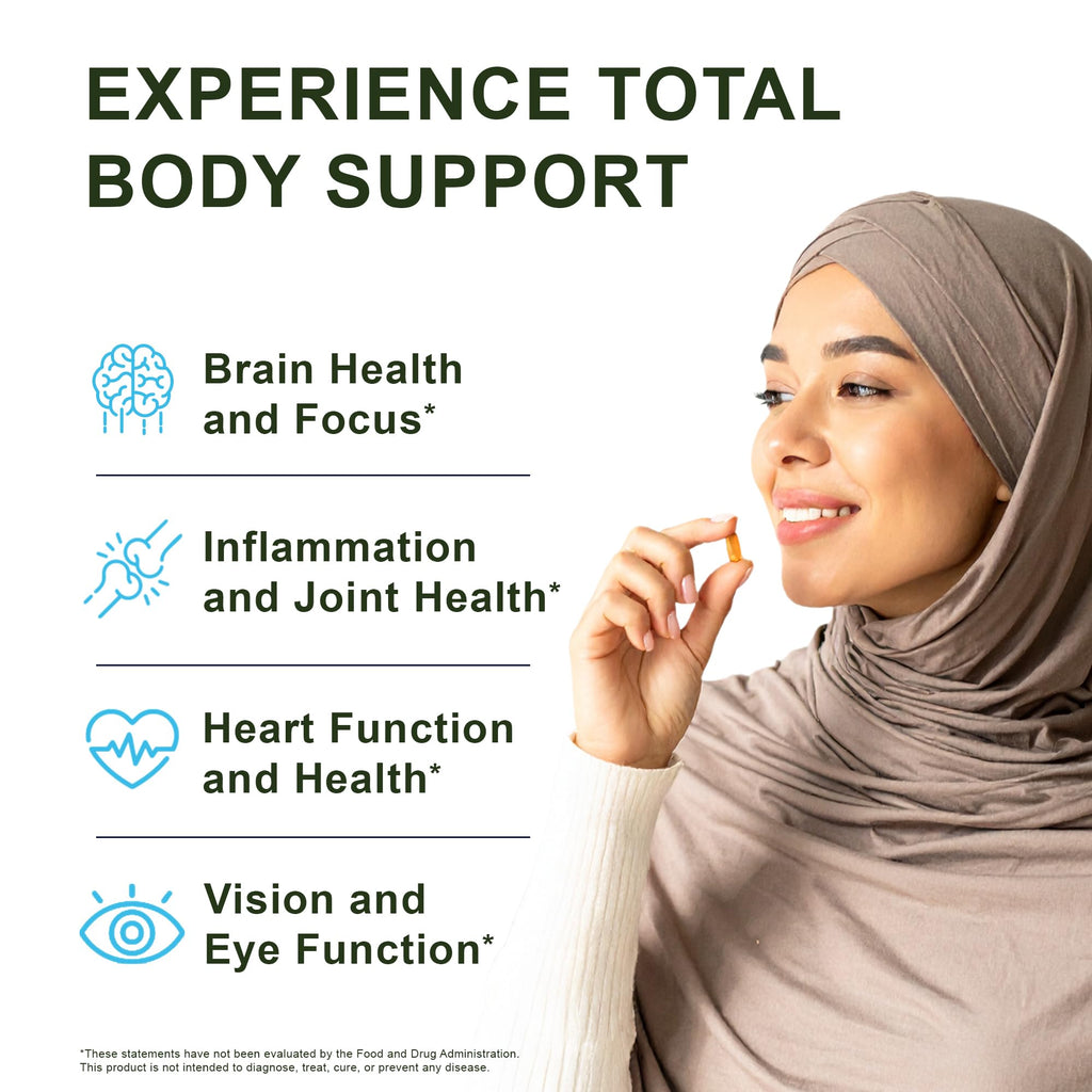 Noor Vitamins Halal Fish Oil, Halal Vitamins, Ultra Omega 3 Wild Peruvian Fish (800 mg EPA & 400 mg DHA) Heart, Brain & Joint Support, Non-GMO and Gluten Free (120 Count)
