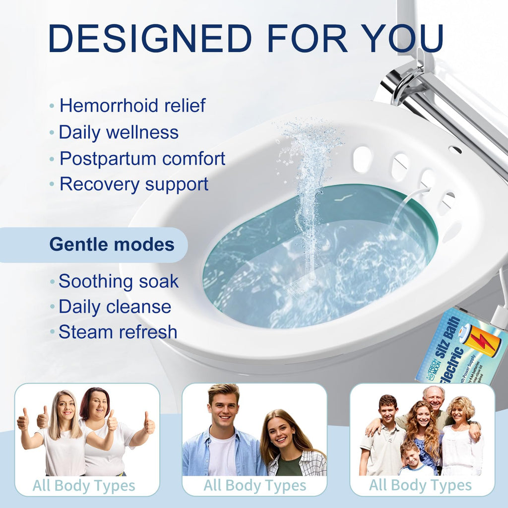 Electric Sitz Bath for Toilet Seat, Hemorrhoids and Postpartum Care - Yoni Steam Seat - Perineal Soaking, Collapsible, Wide Seat, Deeper Bowl - Use w/Sitz Bath Salt - Forest Green