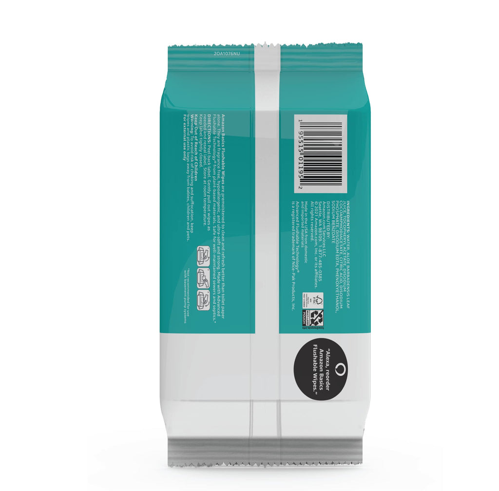 Amazon Basics Flushable Adult Toilet Wipes, Formulated without Fragrance, 504 Count (12 Packs of 42)