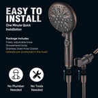 Cobbe 9-Function Shower Head with Built-in Power Spray, 1.8 GPM Water Saving ON/OFF Toggle Switch, High Pressure Handheld Showerhead with 1-Click Pause Button, Brass Bracket & 6ft Hose, ORB