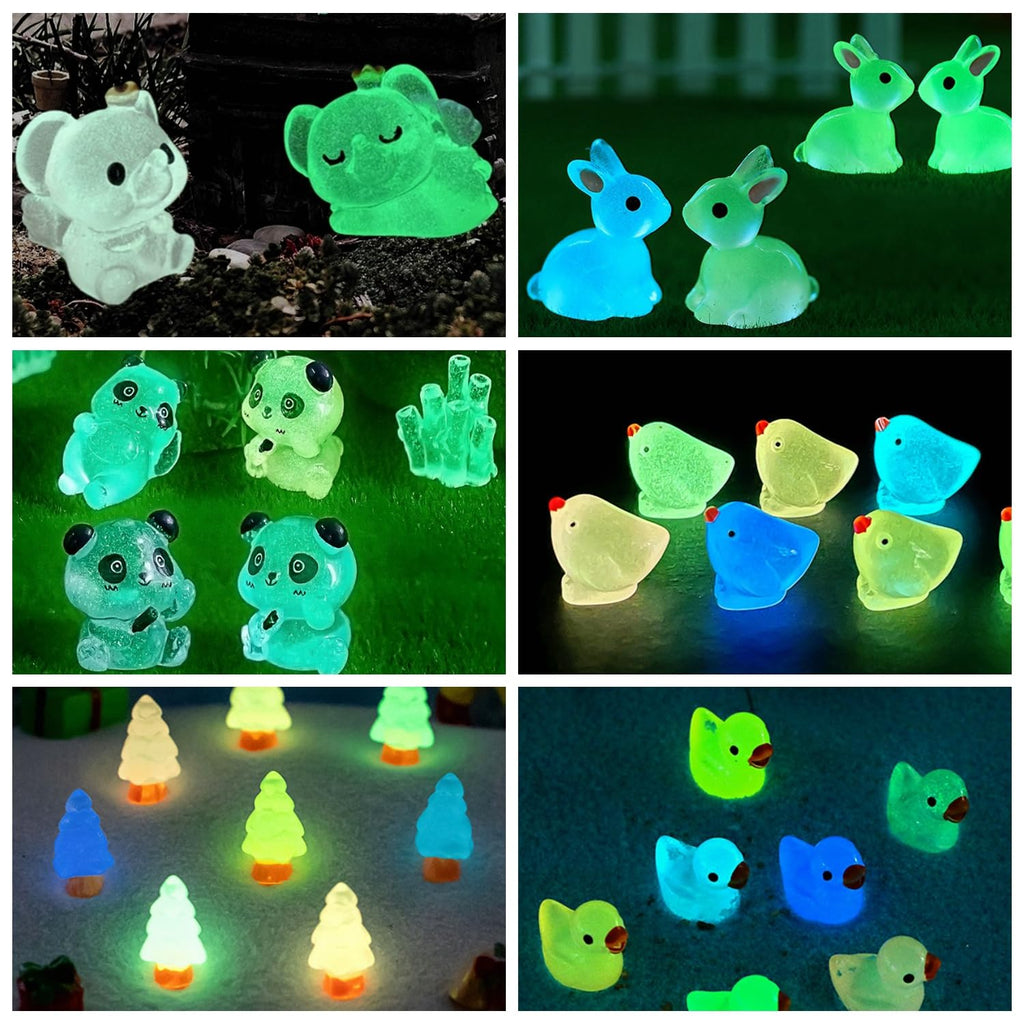 ElpizoFos 130pcs Various Luminous Mini Resin Animal Fairy Garden Miniature