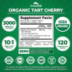 Zazzee USDA Organic Tart Cherry 10:1 Extract, 3000 mg Strength, 120 Vegan Capsules, 4 Month Supply, Standardized, Concentrated 10X Extract, 100% Vegetarian, Certified Organic, All-Natural and Non-GMO