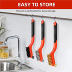 3PCS Wire Brushes for Cleaning Rust, Nylon, Brass & StainlessSteel Bristles