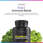 Livingood Daily Vitamin D3 K2 4000 IU Supplement, 9-in-1 Dietary Supplement for Immune Support - Made with Vitamins D, A, E, K2, Zinc, Magnesium & Probiotic Blend for Maximum Absorption - 60 Capsules