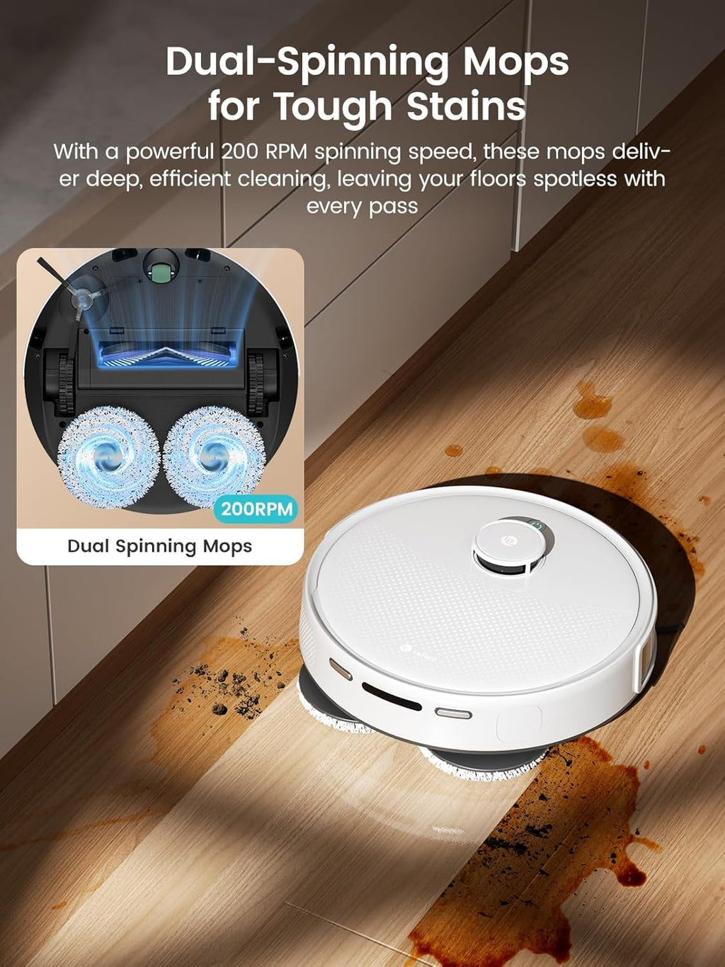 Lefant Robot Vacuum and Mop, 12000Pa Suction, 90-Day Self-Emptying, Obstacle Avoidance, Auto Mop Washing&Drying, All-in-One for Pet Hair Carpet, 5G WiFi Alexa/APP/iWatch Control, M3