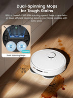 Lefant Robot Vacuum and Mop, 12000Pa Suction, 90-Day Self-Emptying, Obstacle Avoidance, Auto Mop Washing&Drying, All-in-One for Pet Hair Carpet, 5G WiFi Alexa/APP/iWatch Control, M3