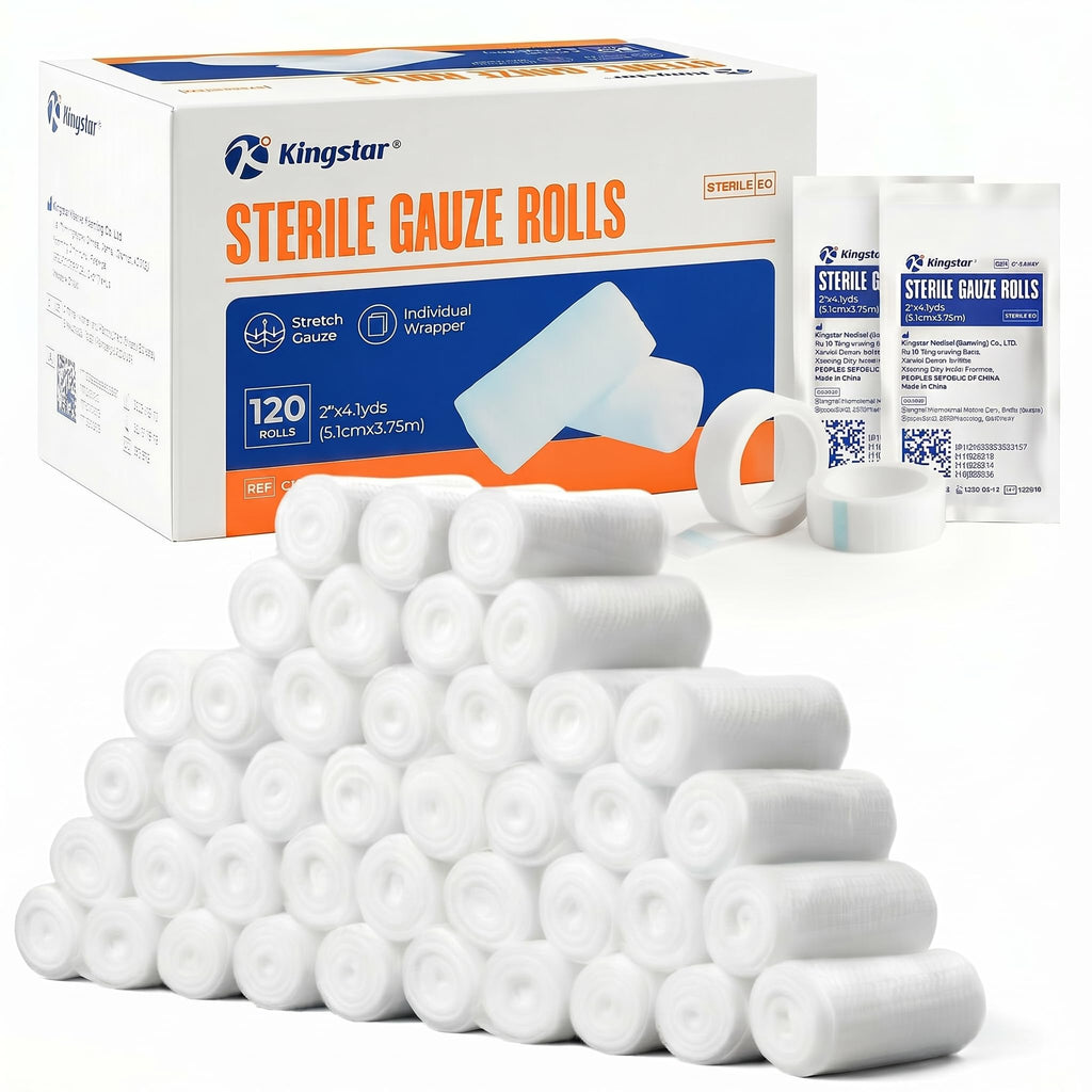 Kingstar Sterile Stretch Gauze Rolls, Bulk 120 Pack 2in x 4.1 Yards