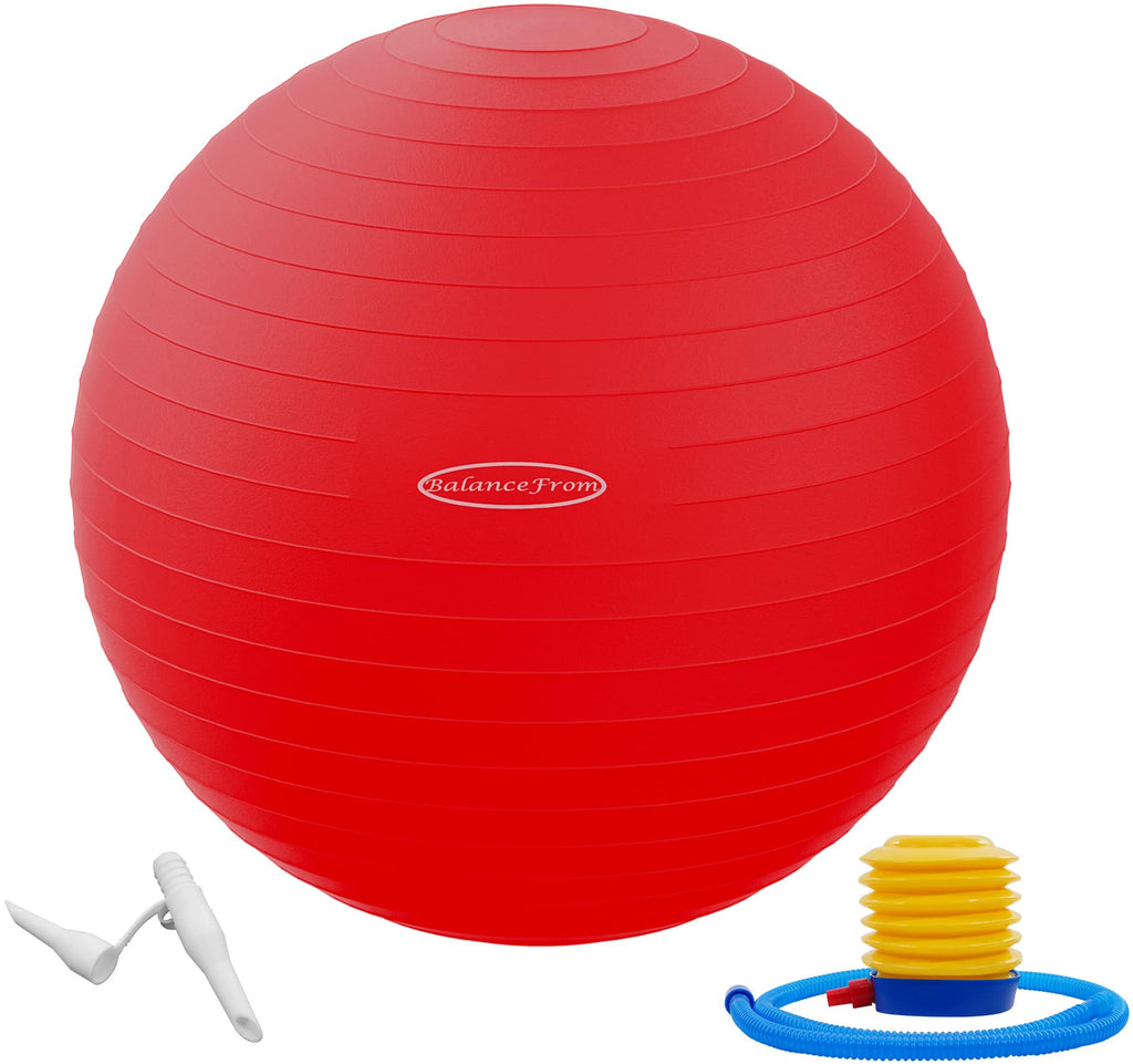 Fitvids Anti-Burst Slip Resistant Exercise Ball - 34-inch, Red, 2,000-Pound Capacity