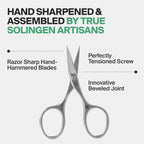 GERMANIKURE Professional Nail Cutter Scissors - FINOX Stainless Steel Nail Scissors - Curved for Nail Tips - Manicure Tools in Leather Case - Ethically Made in Solingen Germany - 4704
