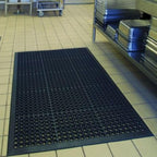 Rubber Floor Door Mats Outdoor Entrance Commercial Restaurant Kitchen Anti Fatigue Rubber Drainage Mat New Non Slip Bar Floor Mat for Garage Use Black 36inch x 60inch from SallyMall