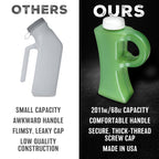 The Original Pee Jug - 2011mL (68oz) Leak & Spill-Proof Portable Urinals for Men - Outdoor Male Urine Bottle for Trucker, Hunting, Travel, Camping, Hospital - Funny Novelty Gag Gift for Him, Green