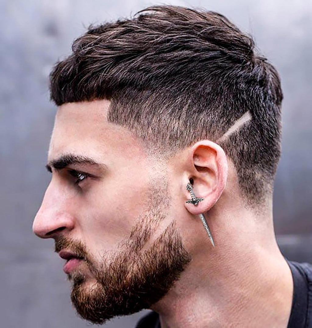 Hisatan Sword Earrings for Men Women, Stainless Steel Gothic Dagger Celtic Knot Irish Studs Earrings, Cool Punk Hip Pop Cubic Zirconia Dangle Goth Screw Spike Earring Jewelry