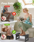 Yose Toilet Stool Foldable, 7 Inch Poop Stool for Bathroom, Toilet Stool Squat Adult, Thickened Bamboo Potty Stool with 400lb Support & Non-Slip Pads, for Better Bowel Health