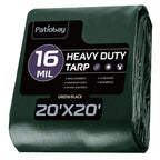 Patiobay Tarp 20x20 Feet, 16 Mil Large Waterproof Tarps Heavy Duty with Brass Grommets, Thick Plastic Tarp, UV Resistant Tear&Fade Resistant, Reinforced Edges for Outdoor Pool Car Camp Tent