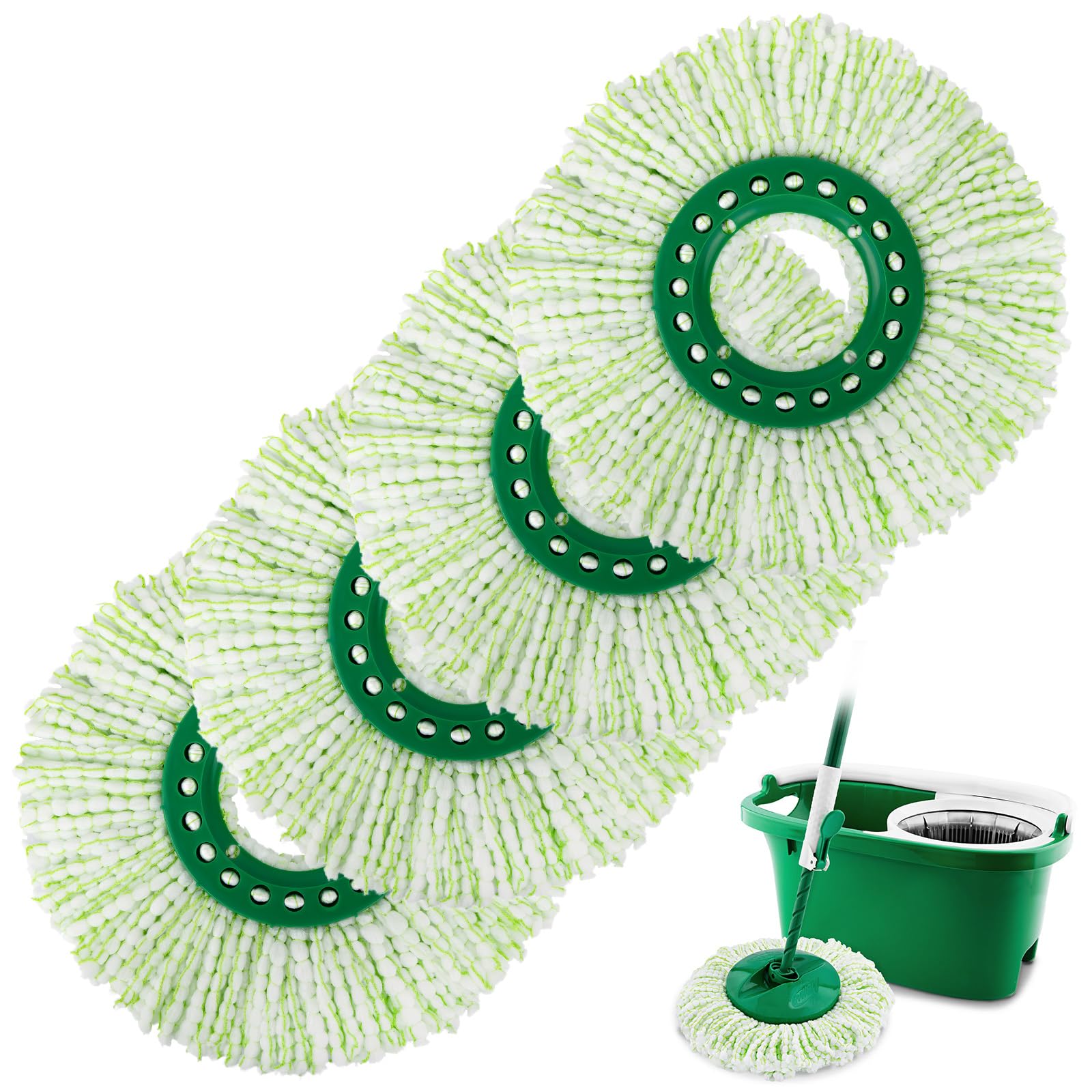 4 Pack Spin Mop Head Replacement Compatible with Libman Tornado, Microfiber Mop Head for Libman Tornado Spin Mop System, Machine Washable Mop Refill Head, Easy to Replace