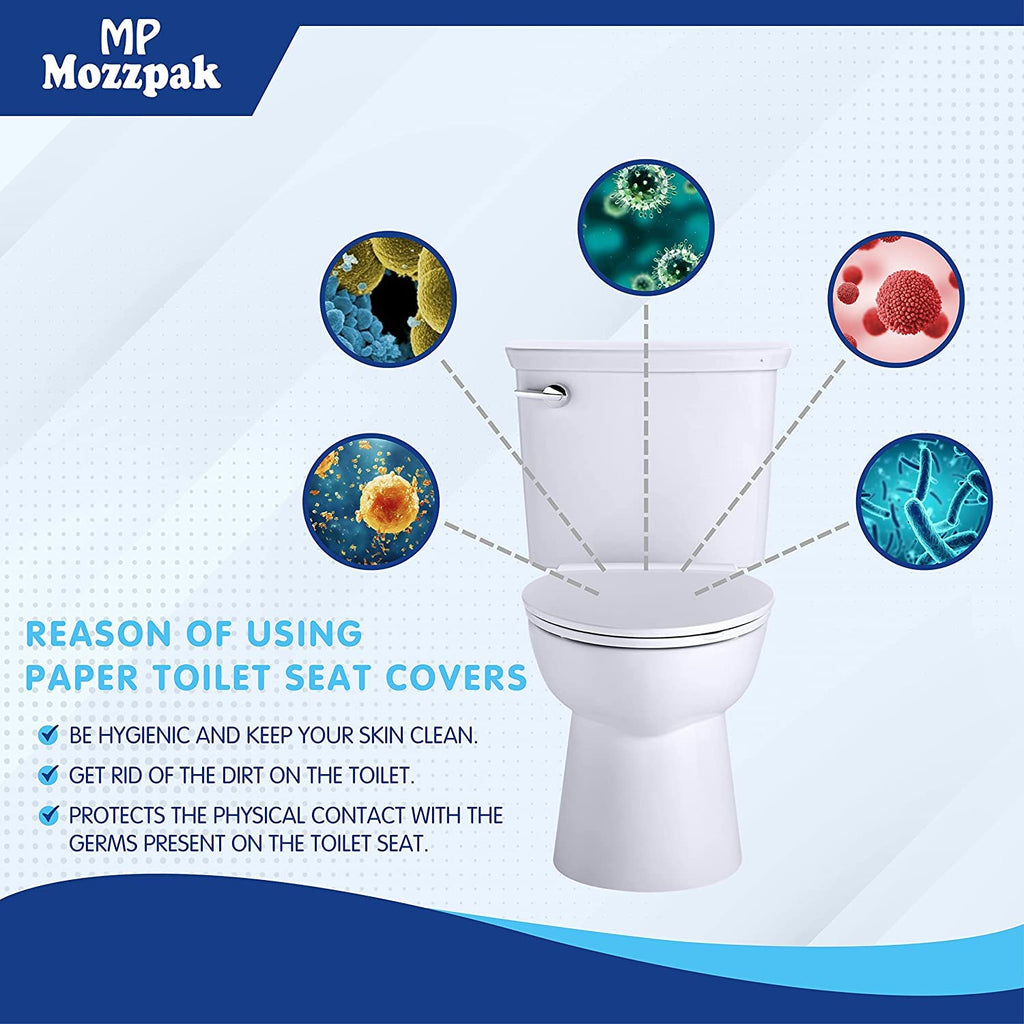 MP MOZZPAK Toilet Seat Covers Disposable (60 Pack) - XL Flushable Disposable Toilet Seat Cover for Kids Potty Training, Adults - 100% Biodegradable - Travel Essential Accessories for Airplane, Camping
