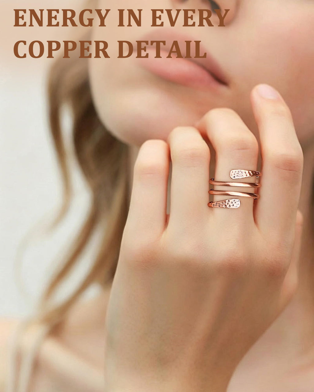 Fashtour 100% Pure Copper Rings for Women & Men, Adjustable Handmade Rings