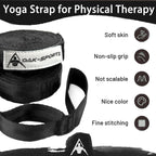 Stretching Strap Yoga Strap with Loops, Stretch Straps for Physical Therapy, Non-Elastic Exercise Strap for Pilates, Dance and Gymnastics with Workout Guide (Black+Black)