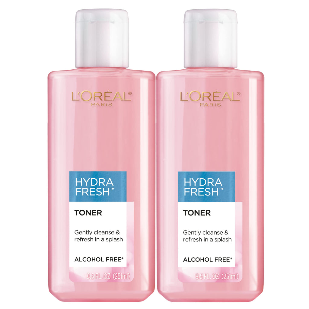 L'Oreal Paris Skincare HydraFresh Toner Face Toner with Pro-Vitamin B5 for a Smoother, Brighter Complexion, 2 Count