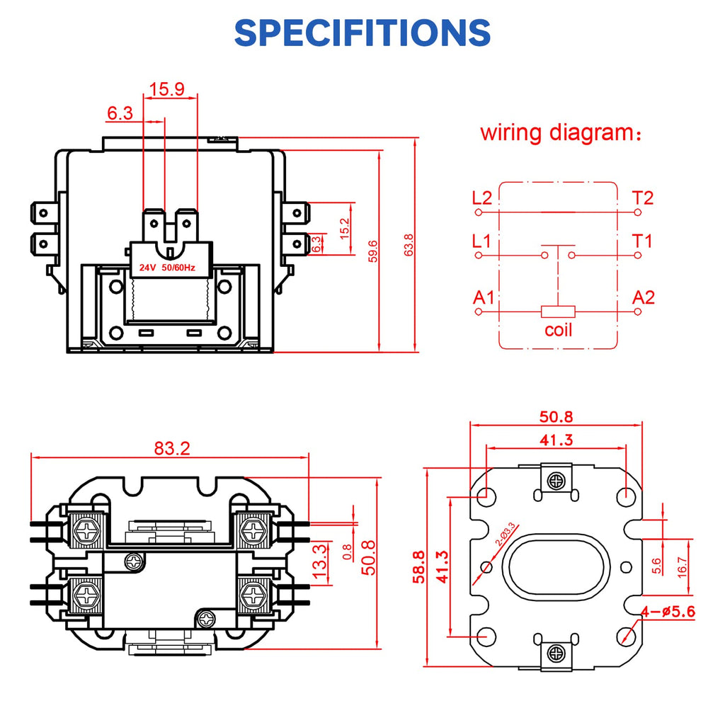 BOJACK 1 Poles FLA 30 Amp Coil 24 VAC Air Conditioner Condenser Compressor Contactor AC Definite Purpose Contactor