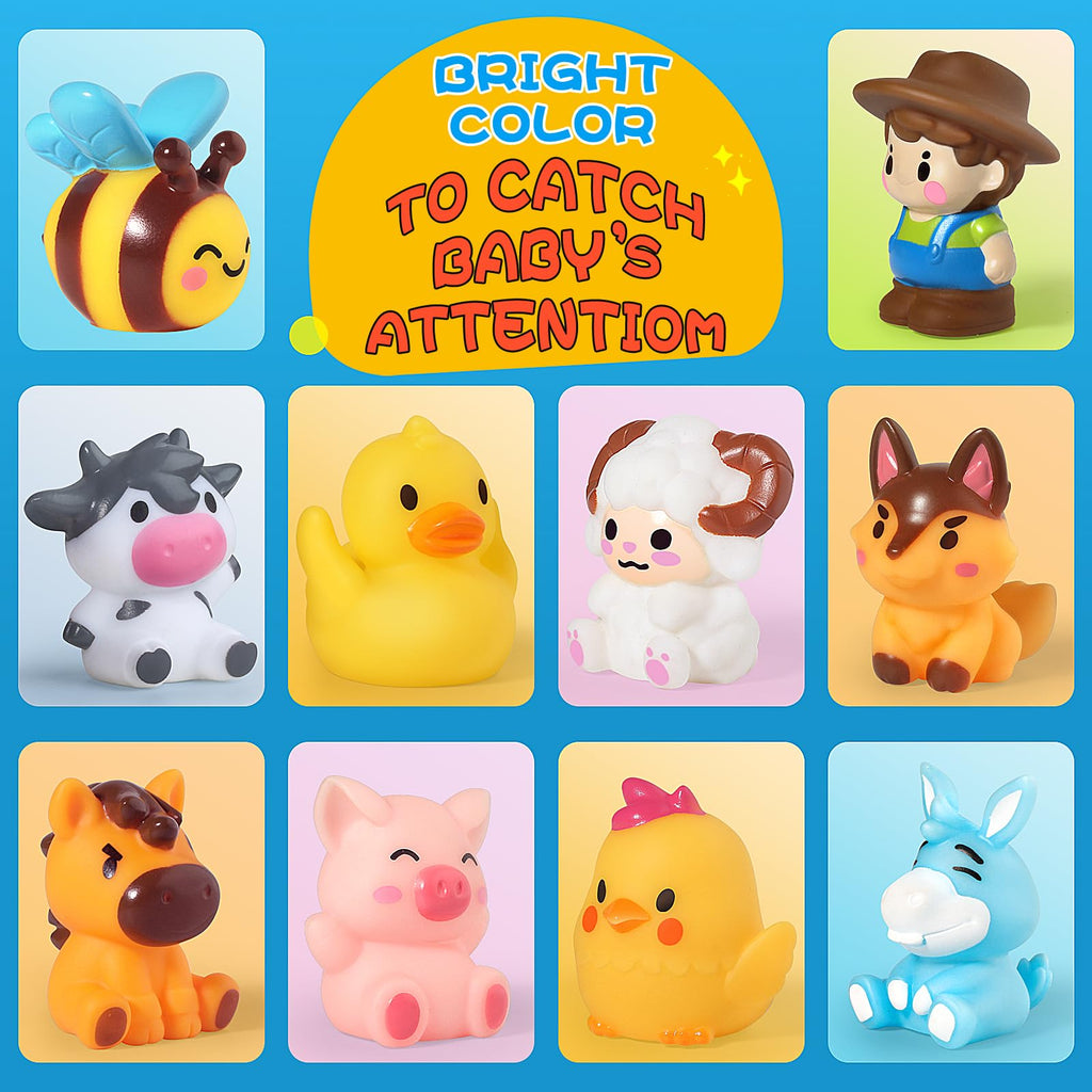 Oriate Animal Farm Finger Puppets, 10Pcs Bath Finger Toys for Toddlers 1-3