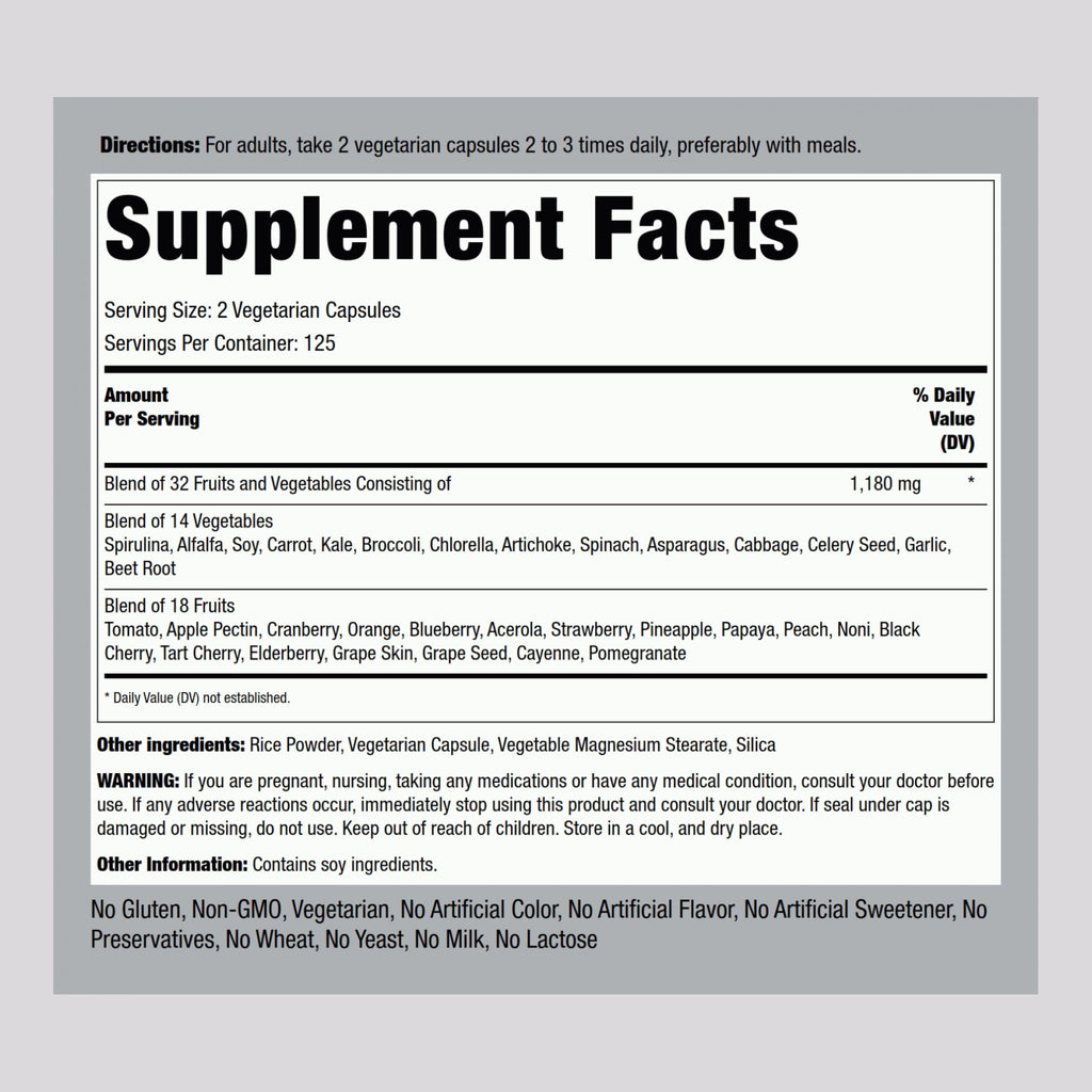 Piping Rock Fruits and Veggies Supplement | 250 Capsules