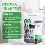 Rockin' Green Laundry Detergent, Plant based, All Natural Laundry Detergent Powder, Vegan and Biodegradable Odor Fighter, Safe for Sensitive Skin (Active Wear 120 Loads - Unscented)