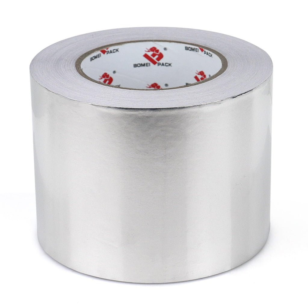 BOMEI PACK Aluminum Foil Tape,Heavy Duty Metal Duct Tape,High Temperature Silver Tape,Perfect for Sealing & Patching,HVAC,Air Ducts,Insulation and Metal Repair (4 Inch)