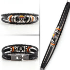 Nuahyaz 3Pcs Anime Leather Bracelets, Skull Punk Alloy Cuff Wristband