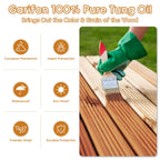 128 OZ Pure Tung Oil for Wood Outdoor/Indoor, Food Grade Sealer, 1 Gallon Tung Oil Finish, Waterproof Wood Oil for Furniture, Cutting Board, Teak, Floor — Food Safe, Indoor Use