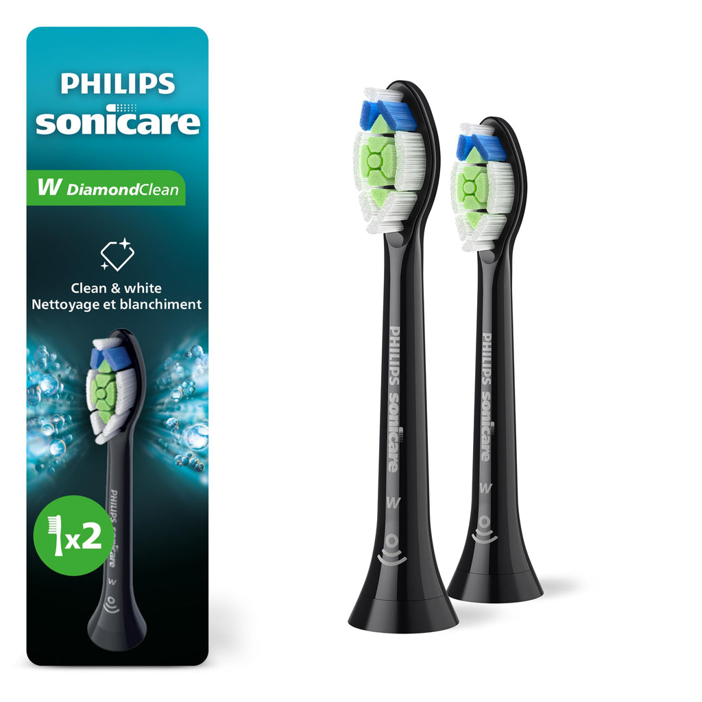 Philips Sonicare W DiamondClean Brush Heads, 2-Pack, 6 Month Supply, Black
