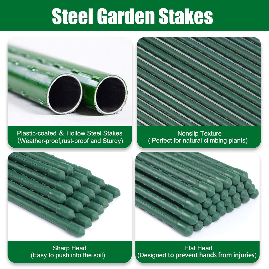 TINGYUAN Garden Stakes 30 Inches Steel Plant Stakes Tomato Stakes Pack of 25