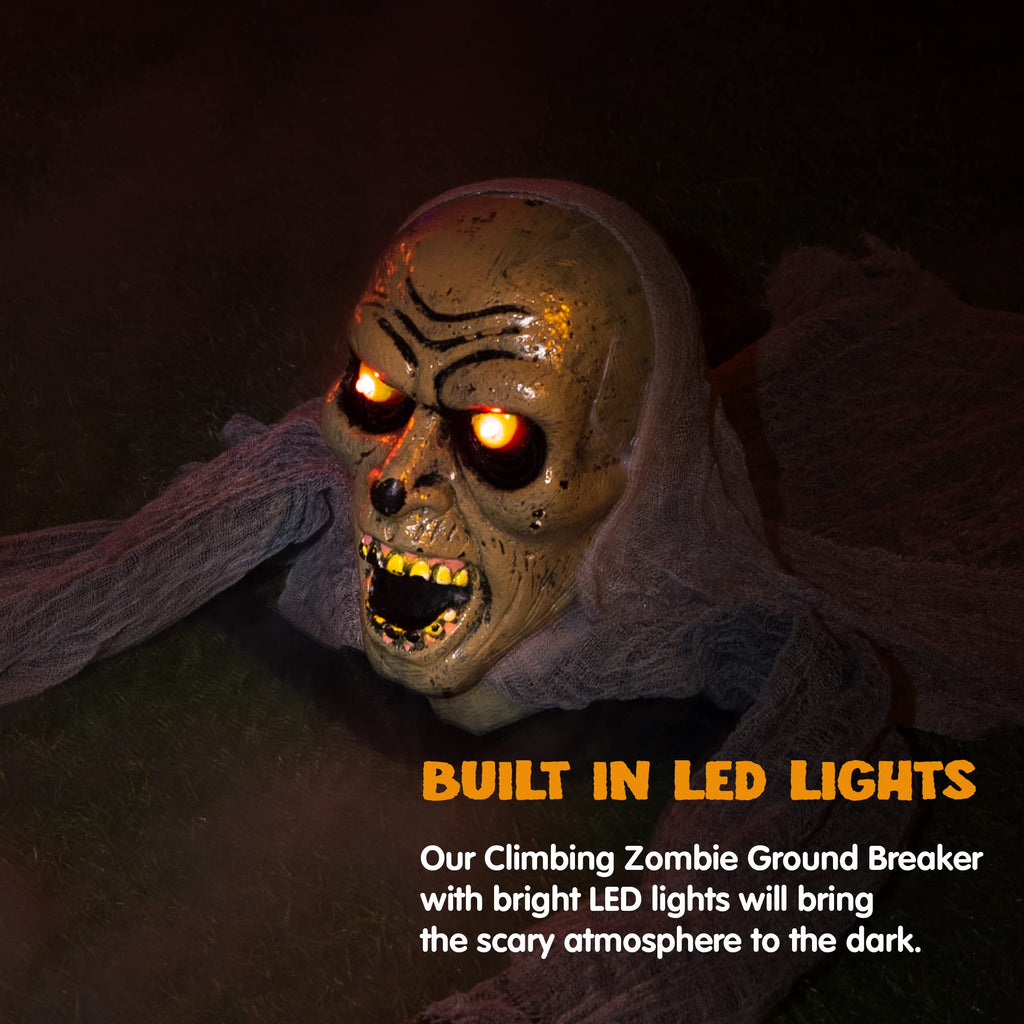 JOYIN Zombie Halloween Decoration Outdoor Groundbreaker Scary Halloween Graveyard Decor with Sound and Flashing Eyes for Yard Garden, Outside Lawn Haunted House Prop