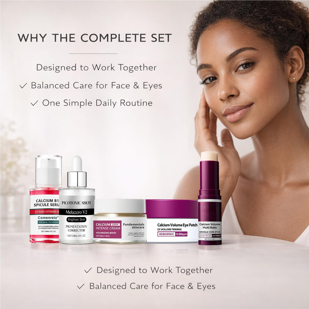 Calcium Daily Care Skin Set with Calcium Multi Balm Stick – Gentle Firming & Moisture Routine for Smooth, Comfortable-Looking Skin, Daily Use Skincare Collection, Travel-Friendly