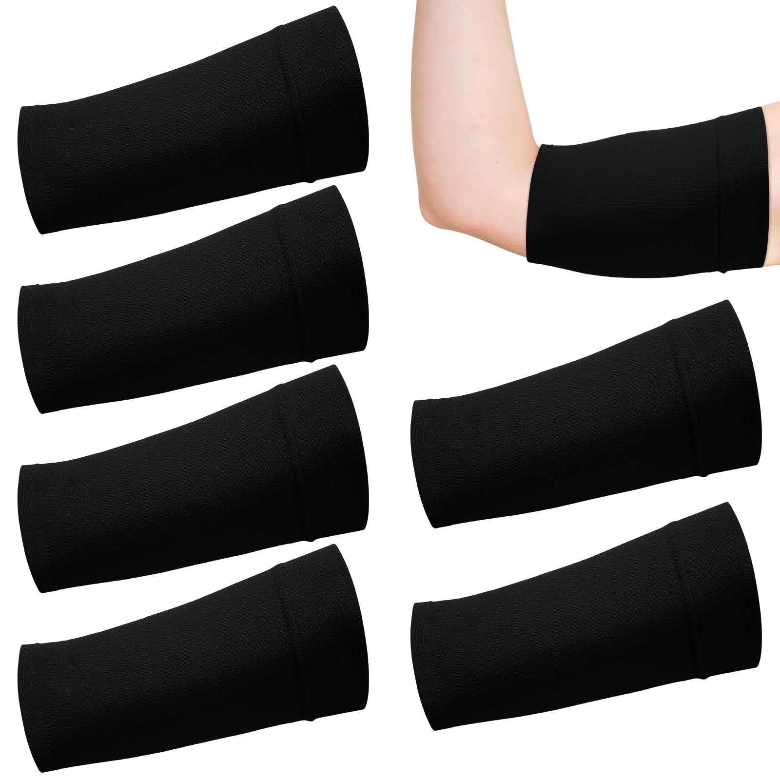 Vinsatin 6 Pcs PICC Line Sleeve Cover PICC Line Shower Cover Fashionable Breathable Upper Arm Sleeves for Women Men(Large,Black)