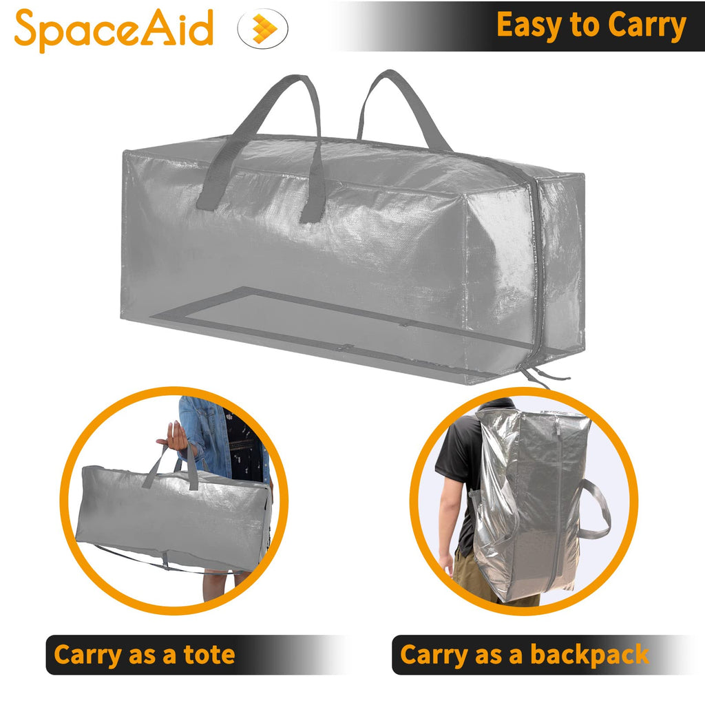 SpaceAid Heavy Duty Moving Bags, Extra Large Storage Totes W/Backpack Straps Strong Handles & Zippers, Alternative to Moving Boxes, Packing & Moving Supplies, Gley (8 Pack)