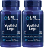 Life Extension Youthful Legs,Blood Flow,Vein Support,Circulation Supplement,Leg Health,Orange Peel Extract,diosmin,Gluten Free,Non-GMO,60 softgels,(Pack of 2)